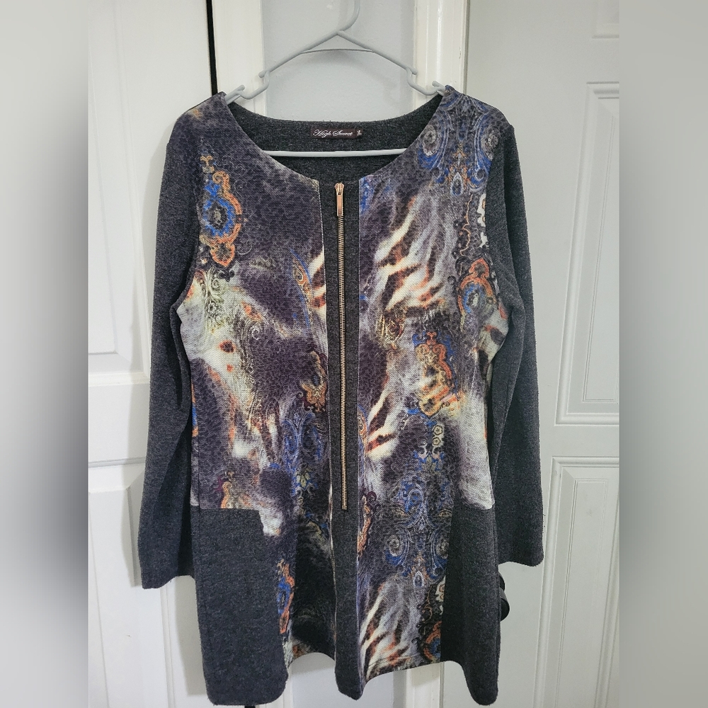 High Secret Dress Long Sleeve Chic Multi Print- Animal Print Size XL